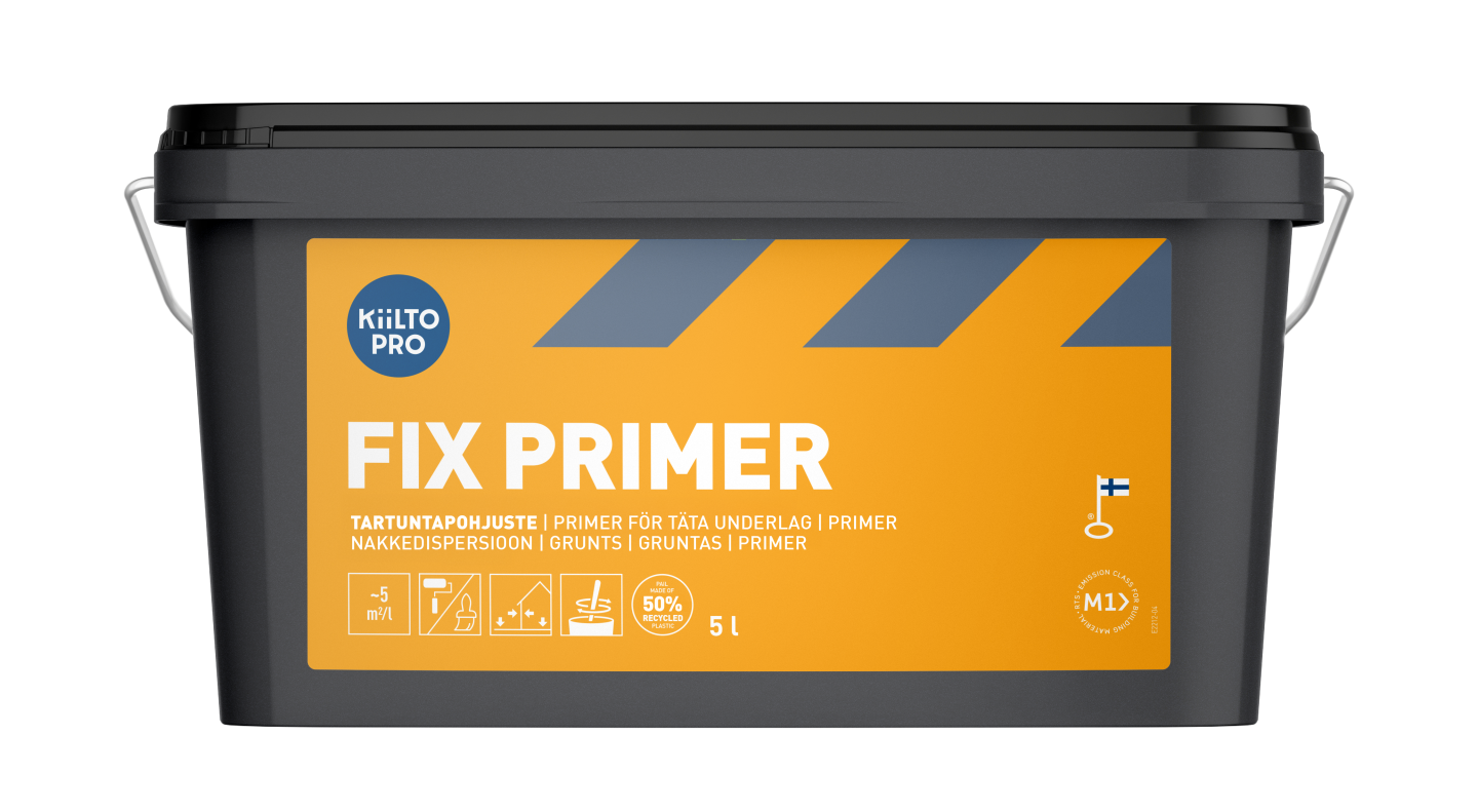 Gruntas neįgeriantiems paviršiams Kiilto Pro Fix Primer 1 Kiilto Pro Fix Primer gruntas neįgeriantiems paviršiams, 5 l kibiras
