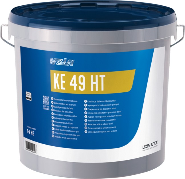 Karščiui atsparūs klijai vinilinėms lentelėms ir plytelėms UZIN KE 49 HT 14 kg. 1 UZIN KE 49 HT karščiui atsparūs klijai vinilinėms lentelėms, 14 kg kibiras